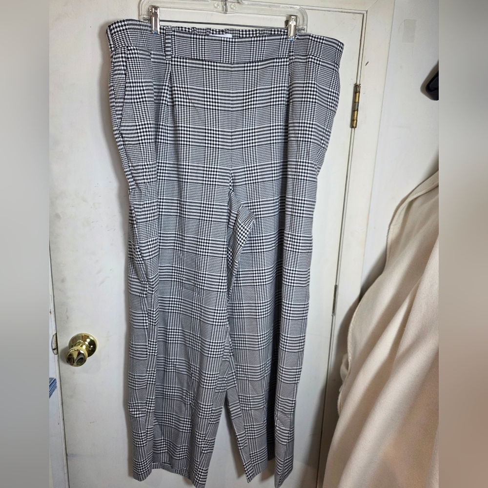 Eloquii Elements Houndstooth Black White Plus Size 18 Pull-On Pants